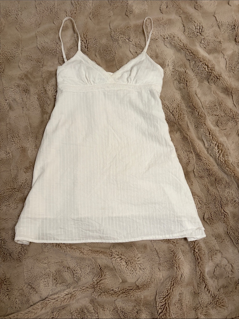 Princess Polly white pinstripe v neck dress